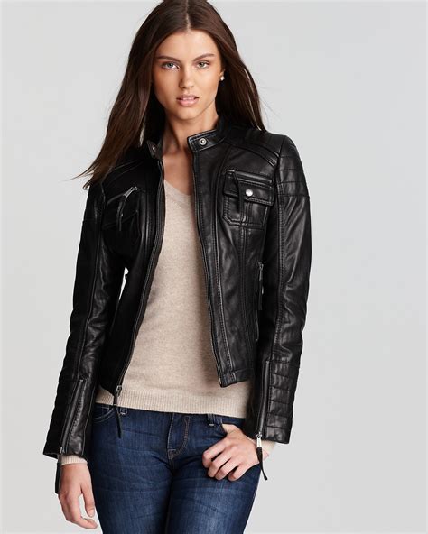 michael michael kors black leather zip motorcycle jacket|MICHAEL Michael Kors Womens Moto Leather Jacket with Belt, .